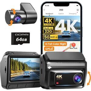 DDPAI 4K Dash Cam Front and Rear,Built-in 32G eMMC Dual Dash Car Camera